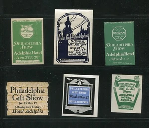 Vintage Poster Stamp Label set of 6 ADELPHIA HOTEL Philadelphia Shows Convention - Picture 1 of 1