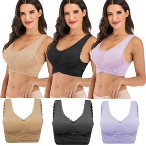 Women Cross Front Side Buckle Lace Sports Bras Body Shaper Breast Lift Corset US - Picture 1 of 21