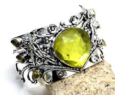 925 Sterling Silver Lemon Quartz Gemstone Jewelry Cuff Bracelet Size-ADJ"