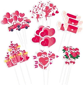Valentines Cupcake Toppers - 49 Pcs Birthday/Shower/Wedding Party Cake Toppers - Picture 1 of 12