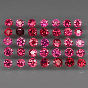 Round Diamond Cut 2.5 to 2.7 mm.Hot Pink UNHEATED Sapphire Songea 35Pcs/3.27Ct.