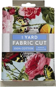 1 Yd Stück - Schmetterlinge Rosen Blumen Floral blau Baumwollstoff vorgeschnitten M208.50 - Bild 1 von 1