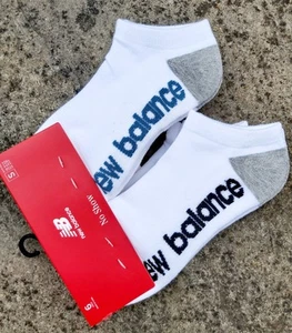 4-6.5 35-38 NEW BALANCE White CUSHIONED Arch Support NO SHOW Trainer SOCKS Shf28 - Picture 1 of 6