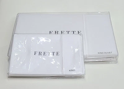 Frette One Bourdon King Duvet Cover Set White/White 100% Cotton Percale - Image 1 of 4