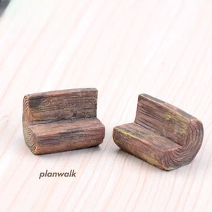 2PC HO/OO Set Scale Pile Bench Miniature Wooden Park Lawn Outdoors Scene Model - Picture 1 of 3