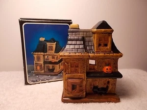 Vintage JSNY Halloween Ceramic Handpainted Haunted House Votive Candle Holder - Picture 1 of 9