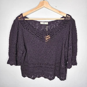 NATURAL LIFE Out & About Sweater Top Women's XL Charcoal Boho - Picture 1 of 9