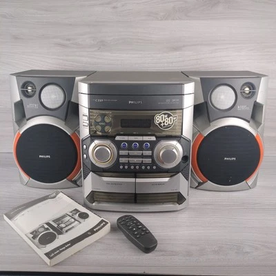 Philips FW-C355/22 Hi-Fi System with Speakers – Twin Cassette, 3-CD, FM Radio - Image 1 of 4