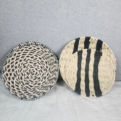 Juego de 6 platos redondos boho colgantes tejidos decoración pared hogar 14", 12,5", 11,5" Foto 1 de 4