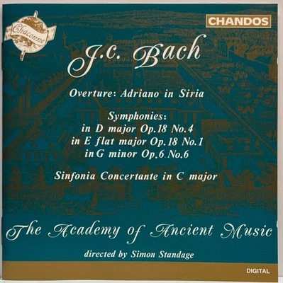 J.C. Bach : Overture: Adriano In Siria (CD 1993 Chandos UK) *Rare* *Like New* - Image 1 of 2