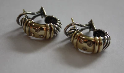 Pendientes de diamantes David Yurman Metro Cable camarón Foto 1 de 4