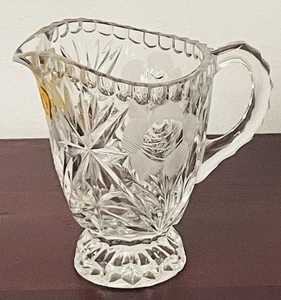 Makelloses Vintage Made In Italy geschliffenes Kristall Milchkännchen mit Rosen und Sternen - Bild 1 von 8