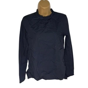 H&M Ruffle Neck Long Sleeve Blouse Minimalist Black 4 - Picture 1 of 5