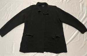 Eileen Fisher Pullover Damen klassisch schwarz Cardigan offen italienisches Garn Größe 3X - Bild 1 von 9