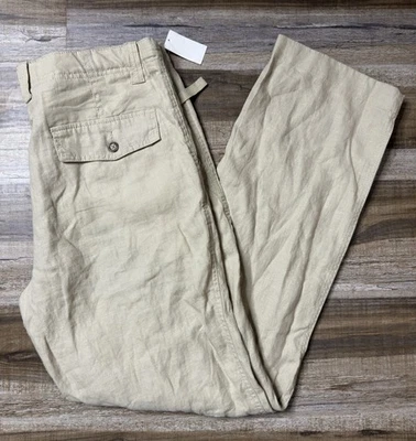 Baird Mcnutt Murano Linen Pants Men 35x34 Ivory Buttonfly Drawstring Casual - Image 1 of 4