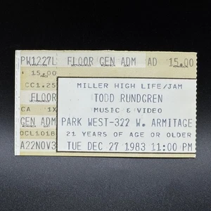 1983 TODD RUNDGREN KONZERT TICKET STUB, PARK WEST - Bild 1 von 2