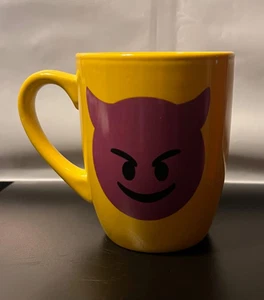 Cup Mug Yellow with "DEVIL EMOJI FACE" - Picture 1 of 5