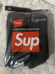 Supreme Hanes socks 4 Pack Black 2025 - Picture 1 of 2