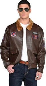 Top Gun Bomber Jacket Maverick Military Fancy Dress Up Halloween Adult Costume - Picture 1 of 6