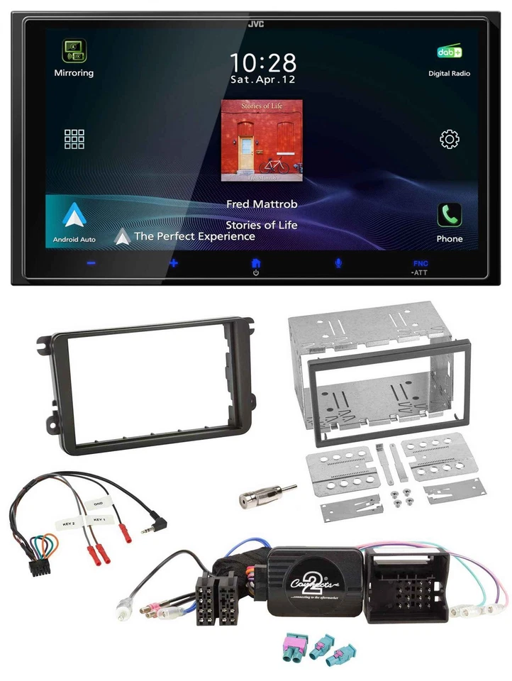 JVC USB Bluetooth 2DIN DAB Lenkrad Autoradio für VW Passat Polo Scirocco Sharan - Bild 1 von 4