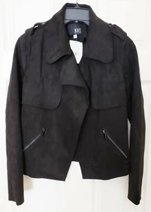 KUT From The Kloth Jacee Draped Moto Faux Suede Jacket, Black, XS - ($88) - Picture 1 of 9