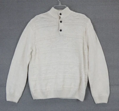 Suéter Chaps 1/4 Pullover Abotonado Algodón Para Hombre Blanco Talla Grande Foto 1 de 4