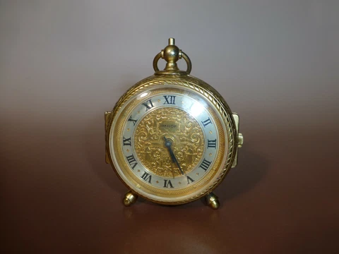 Vintage Swiss Imhof Trianon Swiss Engraved Brass Carriage Alarm 8 day Clock Cover