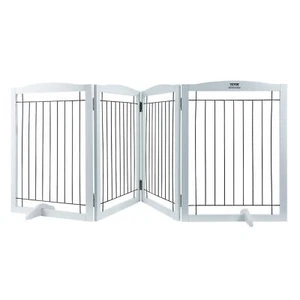 Free Standing Dog Gate, 32" H x 96.5" W Pet Gate, 4 Panels Foldable Dog Barrier - Picture 1 of 7