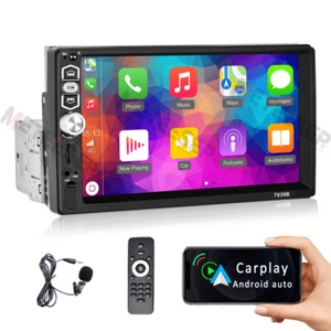 7" Single 1Din Car Stereo Radio Touch Screen For Apple/Android CarPlay Bluetooth - Picture 1 of 19