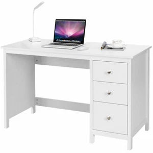 Computer Desk Study Writing Desk Home Office Workstation w/3 Drawers White - Picture 1 of 11