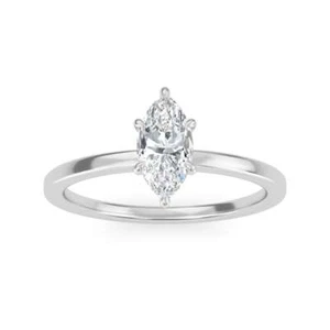 1.00 Ct Marquise Cut Lab Grown Diamond Solitaire Engagement Ring 14k White Gold - Picture 1 of 4