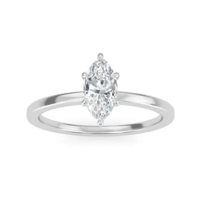 1.00 Ct Marquise Cut Lab Grown Diamond Solitaire Engagement Ring 14k White Gold - Image 1 of 4