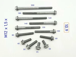 10 St. Schraube DIN 6921 M12x120 (M12x1,5x120) 10.9 hochfest Zinklamelle - Bild 1 von 9