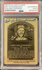 Red Schoendienst Signed Gold Mini Metallic Plaque 1989 HOF Auto Cardinal PSA/DNA - Picture 1 of 2
