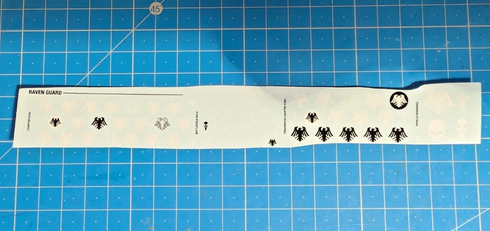 Space Marines Transfer Sheet Raven Guard Decals Leviathan Primaris OOP 2023 - Photo 1/1