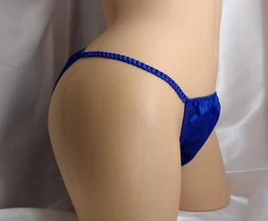 Royal Blue Satin String Bikini panties, classic style for women and men! - Picture 1 of 7