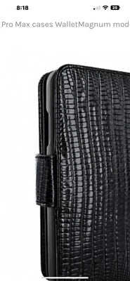 IP 12 PRO MAX 钱包 MAGNUM 黑色 Lizard 真皮革 — 第 1/4 张图片