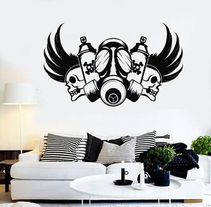 Adesivo murale vinile graffiti artista teschio maschera antigas adesivi murale (554ig) - Foto 1 di 3