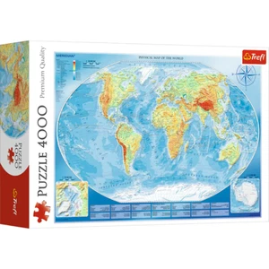 Rompecabezas Trefl rojo 4000 piezas - Gran mapa físico del mundo / Meridiano - Imagen 1 de 10