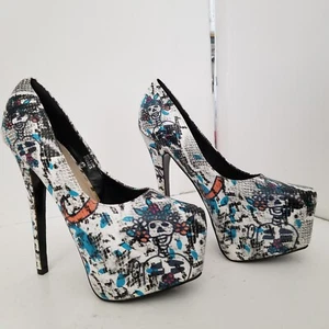 ROSETTE Brand Day of Dead Theme 6 1/2” Stiletto Heels Platform SZ 8.5 NWOB - Picture 1 of 9
