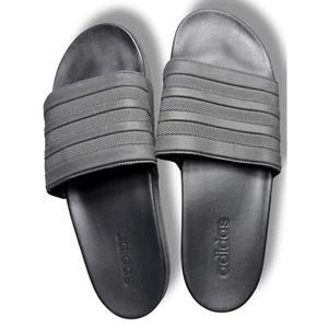 Adidas Adilette Comfort Slides Sandals Three Stripes Black Mens Size 13 - Picture 1 of 10