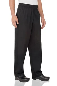 Chef Works Biggie Drawstring Pants Essential 3 Pocket Black Work Uniform - Picture 1 of 8