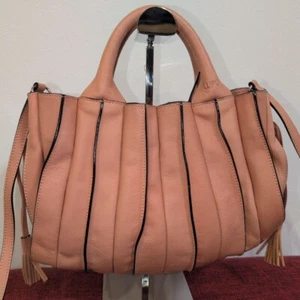 LUPO Handbag Tote Shoulder Bag Purse Leather in Pink USED Good Cond - Picture 1 of 15