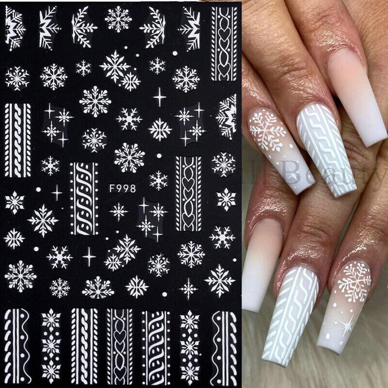 ELFLAND Nail Art Nagel Sticker Aufkleber * Schneeflocken Stern Weihnachten * XXL Bogen