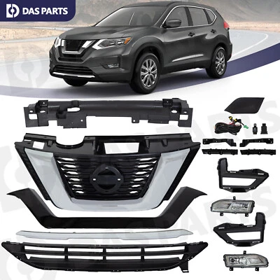 For Nissan Rogue 2017-2020 Front Upper Lower Grille Assembly Fog lights Kit - Image 1 of 4