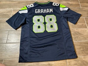 Camiseta deportiva estampada azul Nike On Field de los Seattle Seahawks Jimmy Graham para hombre mediana - Imagen 1 de 6