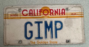 Original California GIMP License Plate (PULP FICTION Quentin Tarantino Movie) - Picture 1 of 2