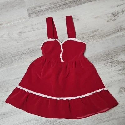 Vestido De Colección Terciopelo Rojo Niño Pequeño Navidad 4T Niñas Encaje Borde Sin Mangas Hecho en EE. UU. Foto 1 de 4