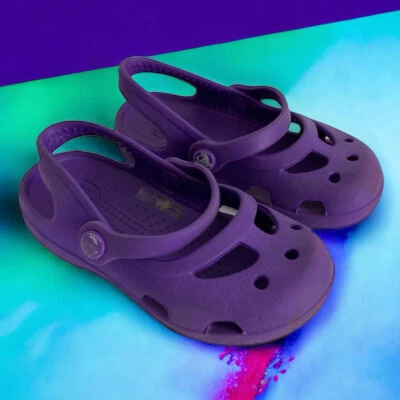 Crocs Baby Girls Sandals Purple Round toe Slip On Top Strap C 7 - Image 1 of 4