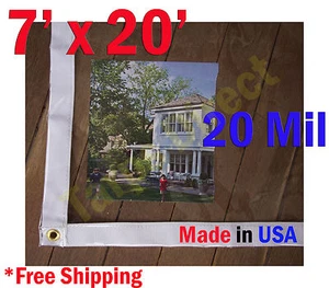 7 Ft. x 20 Ft. Clear 20 mil Vinyl Tarp Waterproof Curtain Porch Patio Enclosure - Picture 1 of 1